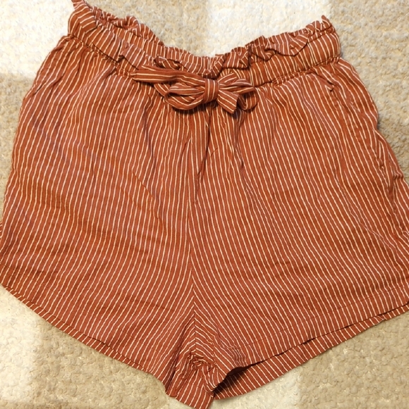 Billabong Pants - Billabong Burnt Red and Cream High Waist Shorts